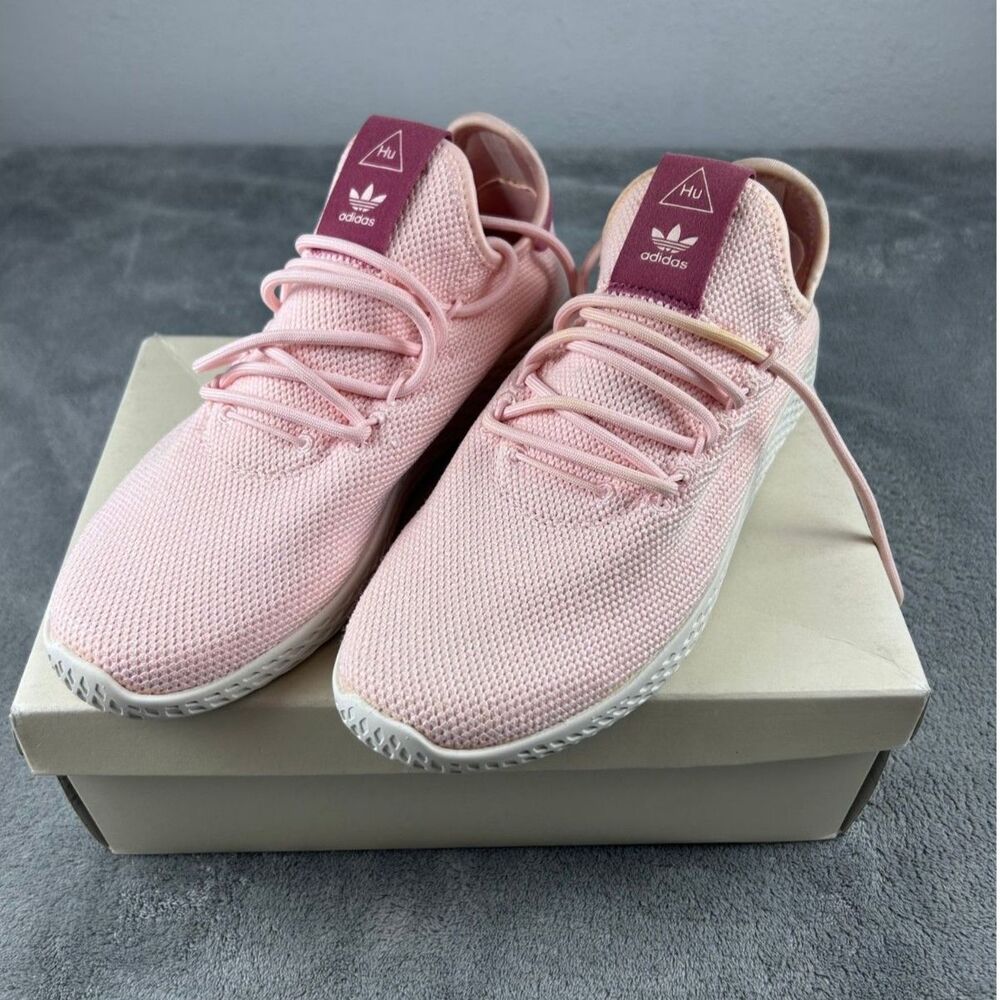 Adidas Tennis Hu Pharrell Williams Pink Chalk Shoes Women Size 7 NWB Flaws